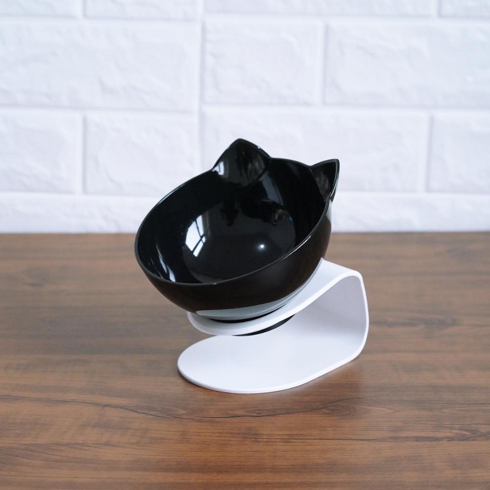 Inclined Cat Food Bowl with Ear Design - Single Bowl