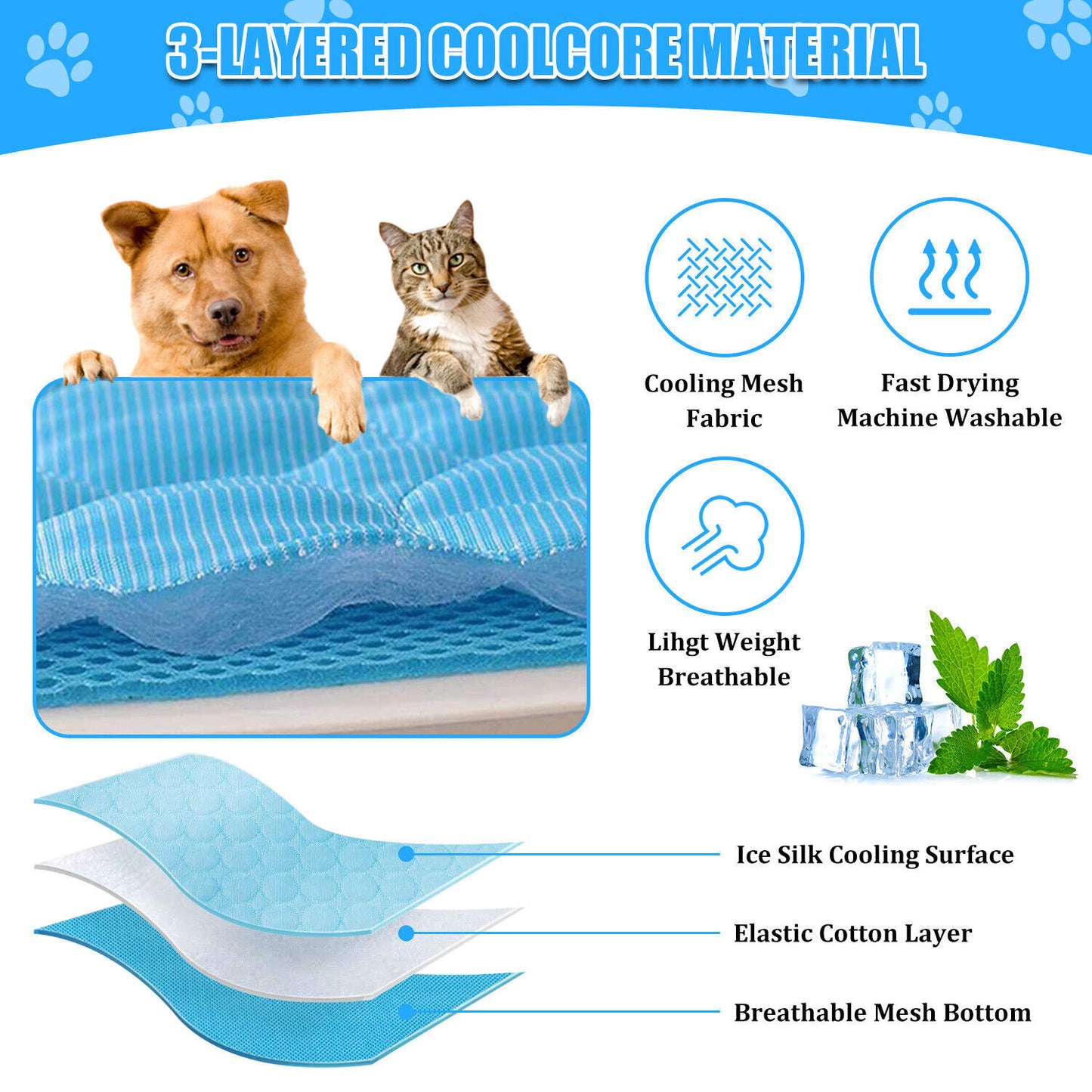 Pet Cooling Mat – Dog & Cat Summer Bed Blanket